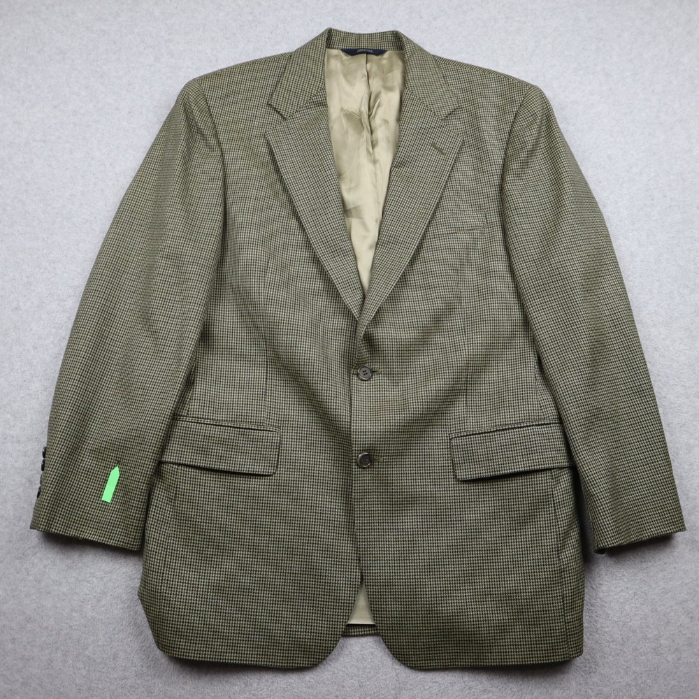 Brooks Brothers Sport Coat Mens 40R Tan Houndstooth Wool Blazer Suit Jacket